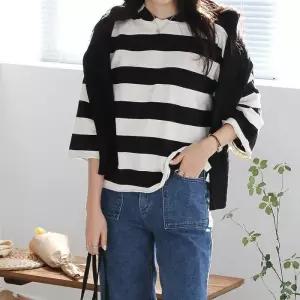 [신상오픈런]단가라티셔츠 박스 빈티지 통소매 칠부 후드 면티 (30266405)