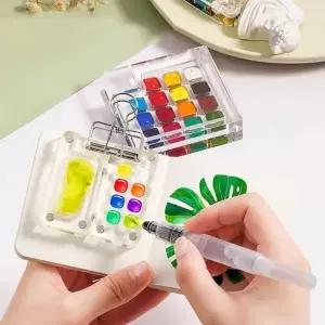 (타입 15색 팔레트 세트)여행 그림 일기장 미니 휴대용 팔레트 수채화 스케치 케이스 15 색 세트