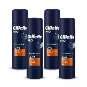 질레트 프로 쉐이빙 젤 3in1 195g X 4 / 클렌징 피부보호 보습까지 올인원 면도 크림 쉐이빙케어 면도용품