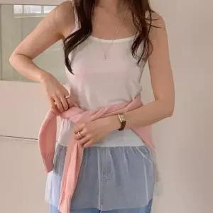 [신상오픈런]레이이어드 끈나시 시스루 프릴스커트 도트레이스 (31862550)