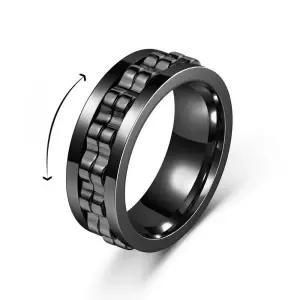 피젯 스피너 반지 6호 체인 링 금점12-13호 스틸 티타늄 반지 회전 순수 남성용 검정색