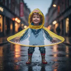 두손자유 어린이 우비 우산모자 비오는날 등하원 장마철 투명창 망토