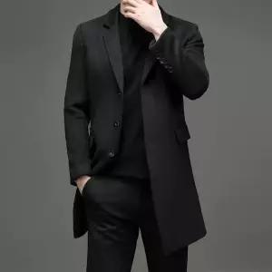 빅사이즈 오버핏 반코트 모직 정장 가을 남성 남자 겨울 하프 코트 자켓