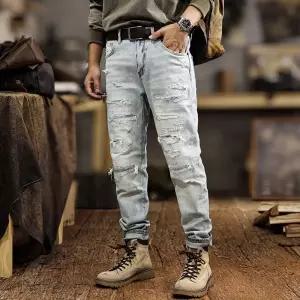 남자 청바지 일자핏 진 워싱 슬림 데일리룩 스타일 봄가을 스키니 라이트 스판 인기3