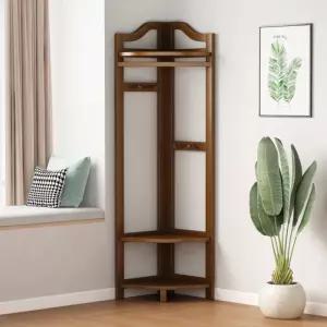 떠기네 원룸 좁은 공간 활용 옷걸이 코너 선반 브라운 수납선반