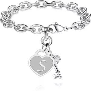 여아용 토니 샌디 이니셜 참 팔찌 여성용 스테인리스 스틸 A-Z 개인 맞춤 선물 생일 졸업식 부활절 바구니