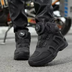 레이스부츠 방수 오토바이 바이크롱부츠 가죽 블랙