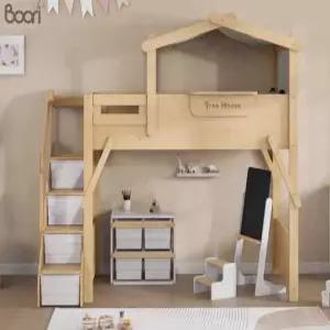 어린이 아동 2층 원목 침대 계단 사다리 하우스 우드