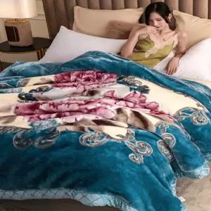 할머니 담요 밍크 옛날이불 극세사 두꺼운 따뜻한 꽃무늬 화려한 퀼트