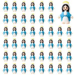 ARCCRTC 50개 작은 성모 마리아 피규어 미니어처 인형, 일요일 부활절 달걀 스터퍼 세례 선물 (50, 파란색)을 숨기고 클래식 종교 선물을 찾습니다