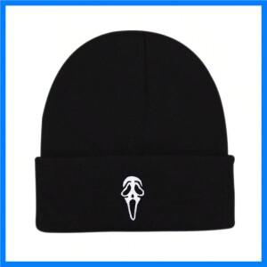 해골 자수 니트 비니 모자, 할로윈, 크리스마스, 선물, 따뜻한 야외 스키 모자용 새로운 디자인