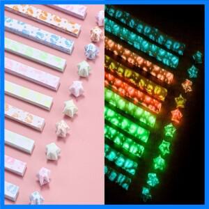 2023 컬러풀 글리터 장식용 발광 별 종이 종이접기 DIY 예술 공예용 종이