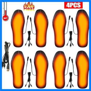 USB 발열 신발 깔창 전기 발 온열 패드 발 따뜻하게 하는 양말 패드 매트 세탁 가능 겨울 야외 스포츠 발열
