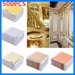 500 시트 모조 골드 실버 호일 종이 잎 금박 DIY 아트 공예 종이 생일 파티 웨딩 케이크 디저트 장식