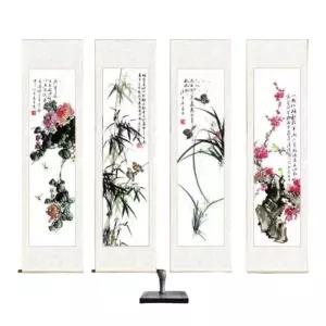 사군자 벽면 그림 동양화 두루마리 풍수 난초 대나무 풍경화 스트립 공작새 족자 까치