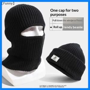 2 in 1 겨울 마스크 비니 모자 따뜻한 니트 발라클라바 모자 방풍 솔리드 풀페이스 스키 보닛 사이클링 귀