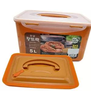 황토락 김치통 5호 중 5L 누름판포함 절임 보관용기 밀폐용기