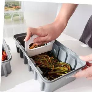 고급형 김치커터 밀폐용기 그레이 김치절단기 채소슬라이서 절임채소 커팅보관통 김치통 칼내장 다용도용