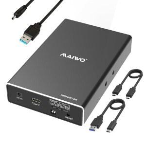 2.5인치 SATA SSD HDD용 MAIWO 하드 드라이브 RAID 인클로저 듀얼 베이, USB 3.1 GEN 2 10Gbps(UASP 포함), 0 /1 /JBOD /PM, 16
