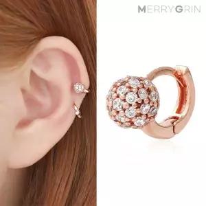 [메리그린] 14K 골드핀 큐빅볼 링 피어싱 한쪽판매