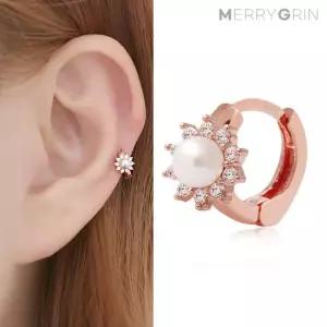 [메리그린] 14K 골드핀 진주플라워 링 피어싱 한쪽판매