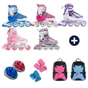 [인라인SET] 사이즈 조절형 발광바퀴 인라인 스케이트+헬멧+보호대+가방
