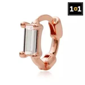 [메리그린] 1+1 14K 화이트 스퀘어 링 피어싱 Gold pin 한쪽