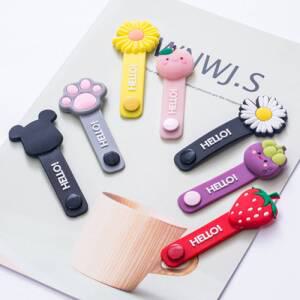 다용도 똑딱이 밴드 선정리 실리콘 실리콘케이블타이 유선이어폰홀더 전선타이 PK 귀여운