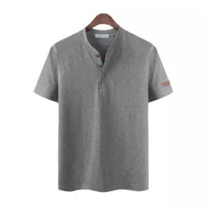 면티 남성 가죽 와펜 헨리넥 반팔 티셔츠 NR553T