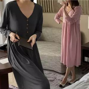 [보리보리/보리맘]긴팔 단추 수유 원피스 모유 수유복 잠옷 Ta869