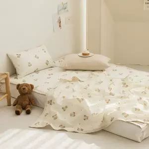 [쉬즈홈] 테디베어 풍기 인견 아사 양면 천연 쿨링 아기 유아 여름이불 베개세트 (베개솜포함)