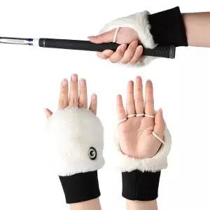 [하프클럽/골프]콜리스 겨울 소프트 벨로아 털 손등장갑 손등토시_화이트