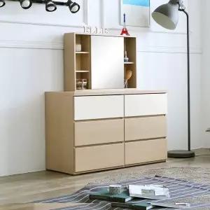 트리플 심플 1200 빅와이드 3단 서랍장+수납 거울