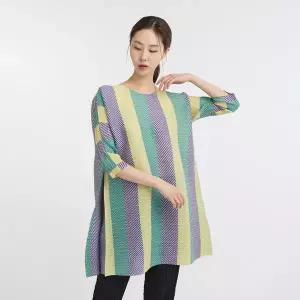 [플리츠미](대구신세계)컬러 스트라이프 루즈핏 티블라우스_PPTSM024004