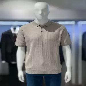 [트루젠] 트루젠 (2color) 골지패턴 면혼방 카라 반팔 니트 티셔츠 326618041-1