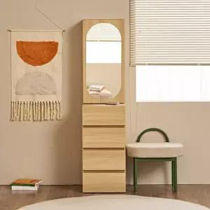 [파로마](착불)코니A 라운드 거울 틈새수납 입식화장대 400