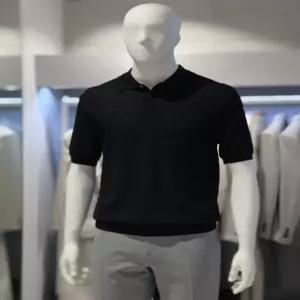 [트루젠] 트루젠 블랙 비스코스 워셔블 카라 반팔 니트 티셔츠 426618011054