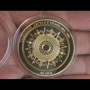 마야 달력 도금 동전 기념품 아즈텍 배지 핀 멕시코 선물 골드 컬러 빈티지 컬렉션