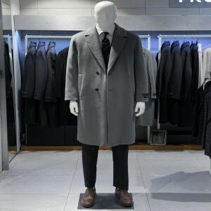 [트루젠] 트루젠 (+구스안감) 카키그레이 핸드메이드 캐시미어블렌드 세미오버핏 롱코트 328813012074-200