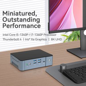 인텔 코어 i7-1360P i5-1340P 미니 PC 13 세대 DDR5 M.2 NVME SSD 썬더볼트 4 와이파이 원격 제어 6 8K UHD