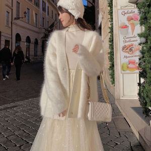 루즈핏 앙고라 니트 나른한 밍크 카디건 스웨터 여