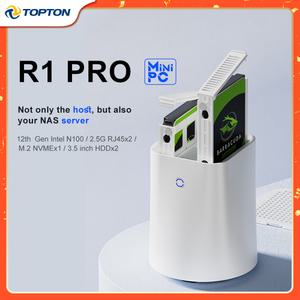 Topton 네트워크 부착 수납함 미디어 서버 개인 클라우드 방화벽 소프트 라우터 미니 PC 2 베이 NAS R1 프