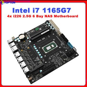 Topton 4x i226 2.5G NAS 메인 보드 11 세대 인텔 i7 1165G7 i5 1135G7 6 베이 6xSATA 2xM.2 NVMe PCIEx4