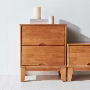 소티디자인 네이처 브라운 원목 2단 협탁 수납테이블 미니 장