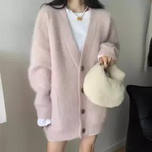 [드뮤어룩？？] 크리어 앙고라 브이넥 롱가디건 CD1818