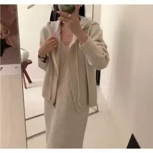 4칼라 니트 롱원피스 후드집업세트