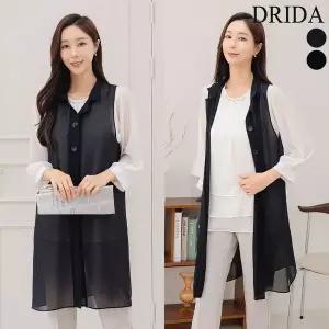 [하프클럽/] 여성 여름 카라 시스루 빅사이즈 정장 롱 베스트 40-50대 미시 중