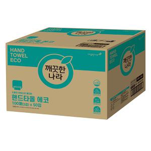 깨끗한나라 2겹 에코 핸드타올, 100매, 50입, 1개