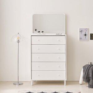 [NAMUDDL]보루네오 마르체 폴라 E0자재 5단 서랍장 800+스탠딩 화장대 거울 BOW529C