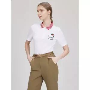 [하프클럽/크로커다일레이디]화이트 허니콤 소재 요꼬카라 반팔 티셔츠 CLBMTS228